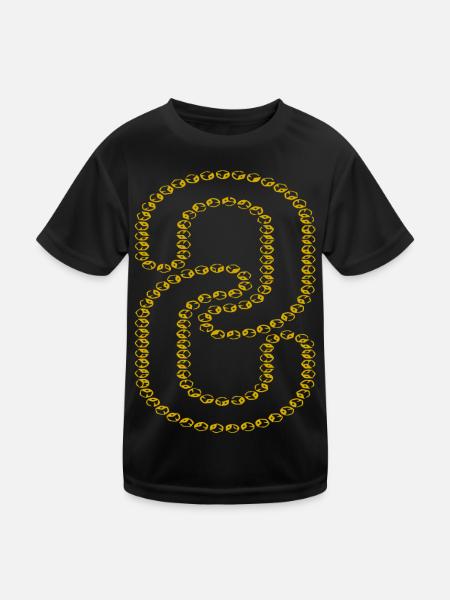 Goldene Kette bildet die Zahl 3 - Kinder Funktions-T-Shirt - Schwarz - Vorne