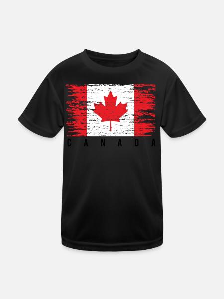Grunge Canadian Flag - Kids Functional T-Shirt - black