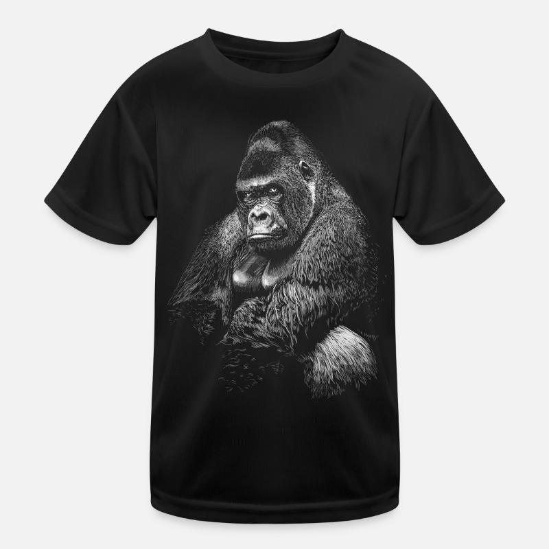 Gorilla - Kinder Funktions-T-Shirt - Schwarz