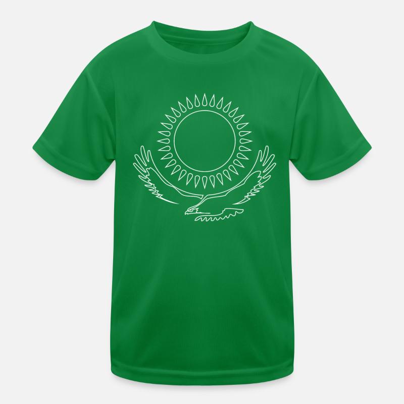 Kazakhstan Eagle steppe eagle line white flag Kids Functional T-Shirt