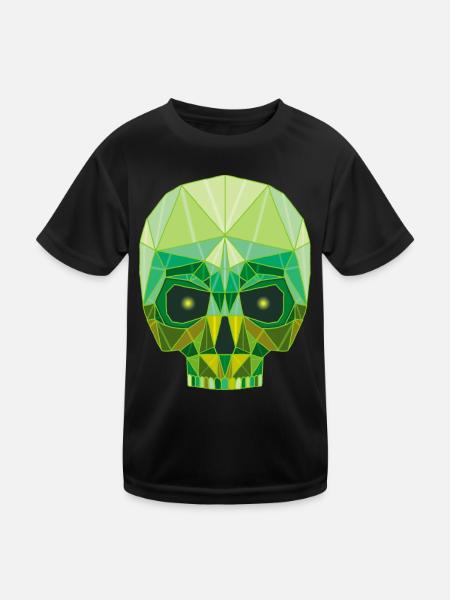 Emerald skull and crosses - Kids Functional T-Shirt - black - Front