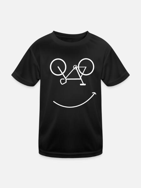 bike face glasses bike bike smile laugh nerd LOL - Kids Functional T-Shirt - black - Front