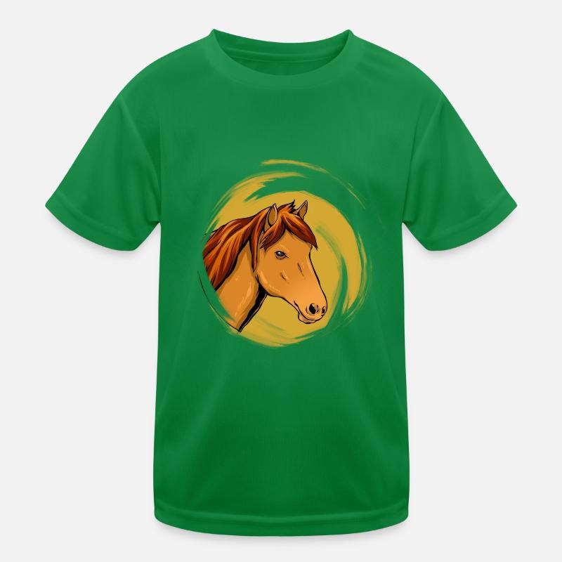 Tête de cheval classique sur fond doré T-shirt sport Enfant