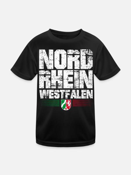 Nordrhein Westfalen - NRW - Nordrhein-Westfalen - Kinder Funktions-T-Shirt - Schwarz - Vorne