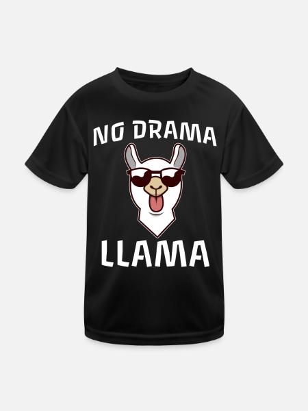 No Drama Llama - Kinder Funktions-T-Shirt - Schwarz - Vorne