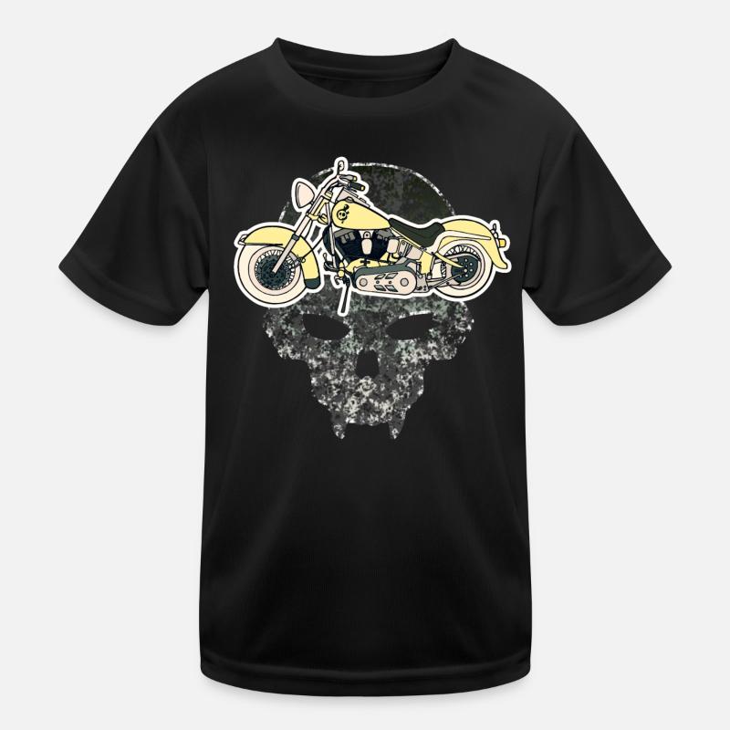 Skull Motorcycle Kids Functional T-Shirt