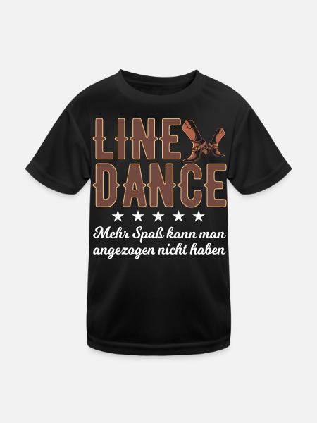 Linedance Spaß - Kinder Funktions-T-Shirt - Schwarz - Vorne