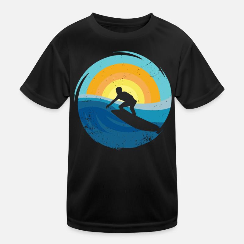 Surfer - Surfboard - Kinder Funktions-T-Shirt - Schwarz