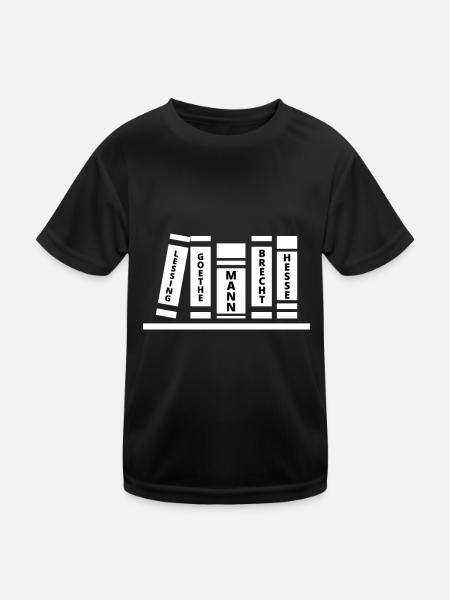 Lessing, Goethe, Mann, Brecht, Hesse - Kinder Funktions-T-Shirt - Schwarz - Vorne