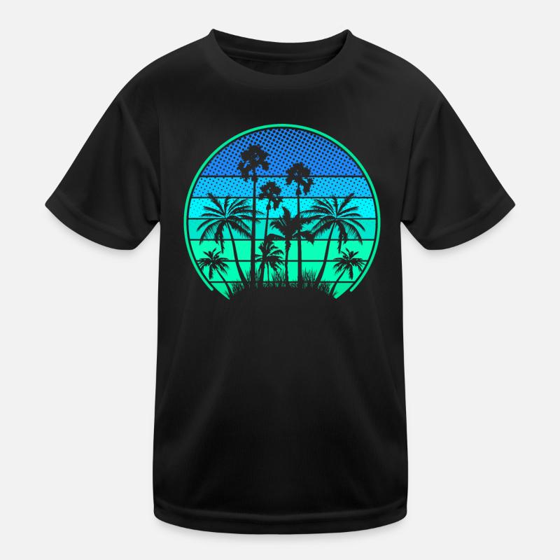 Palmen-Insel - Kinder Funktions-T-Shirt - Schwarz