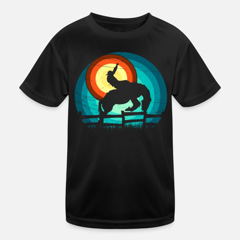 Cowboy beim Rodeo Kinder Funktions-T-Shirt