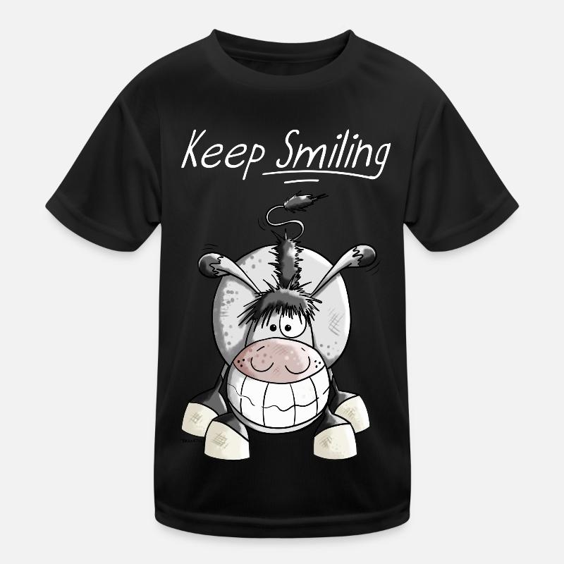 Keep Smiling Esel Kinder Funktions-T-Shirt
