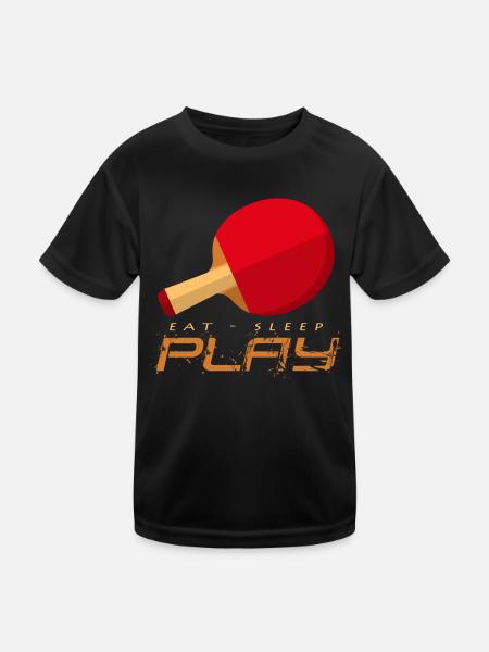 Pingpong Energie: Eat Sleep Play - Kinder Funktions-T-Shirt - Schwarz - Vorne