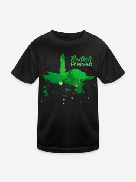 Rostock Warnemünde - Kinder Funktions-T-Shirt - Schwarz