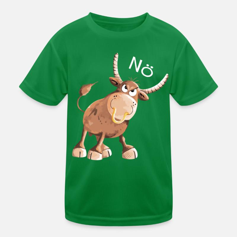 Nö Stier - Bulle- Kuh - Comic - Nein - Fun Kinder Funktions-T-Shirt