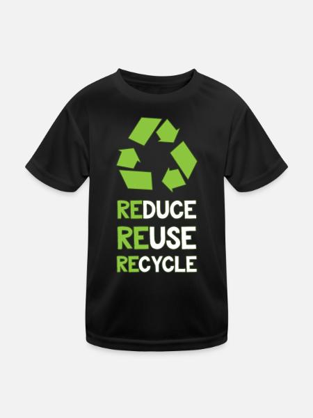 Umweltschutz Recycling - Kinder Funktions-T-Shirt - Schwarz - Vorne