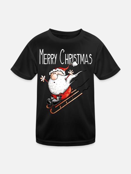 Merry Christmas Santa Claus - X-Mas - Kids Functional T-Shirt - black - Front