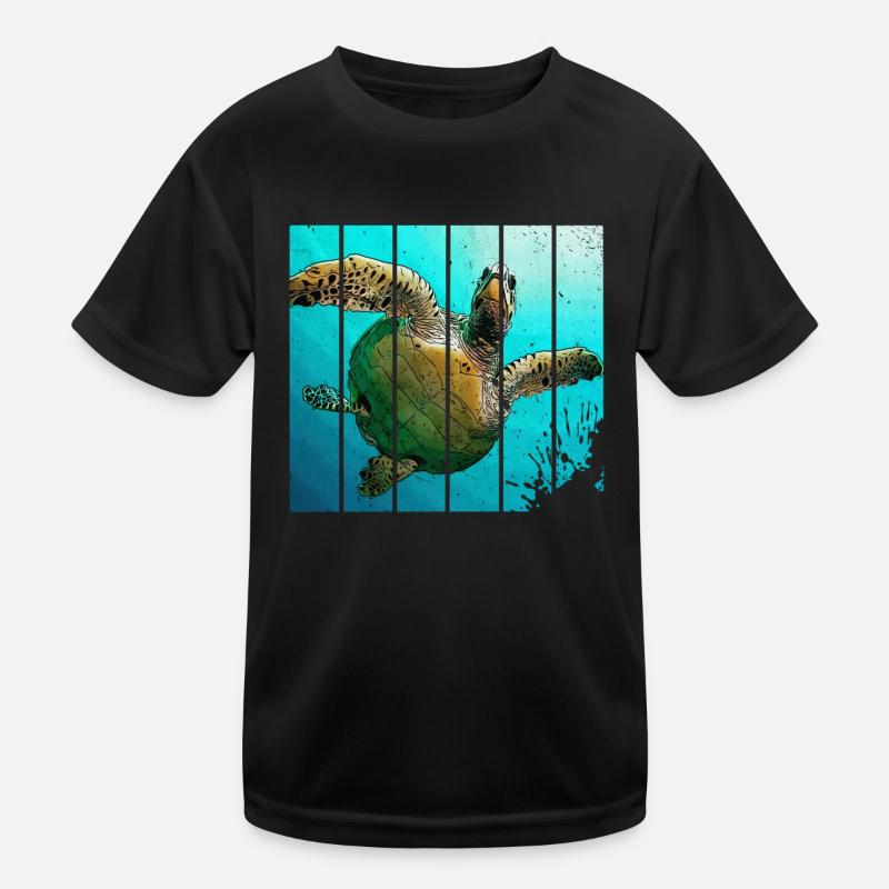 Schildkröte - Kinder Funktions-T-Shirt - Schwarz