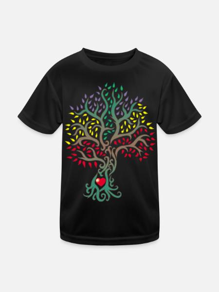 Baum des Lebens im Herzen der Natur - Kinder Funktions-T-Shirt - Schwarz