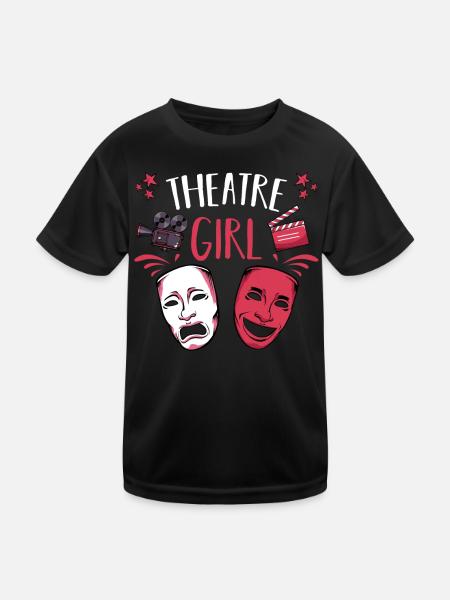 Theatre Girl Masks & Stage Motifs - Kids Functional T-Shirt - black