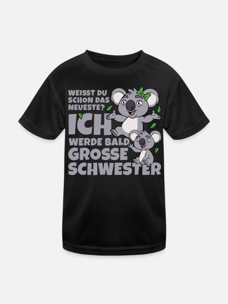 Bald Große Schwester Koala Geschwister Mädchen - Kinder Funktions-T-Shirt - Schwarz - Vorne