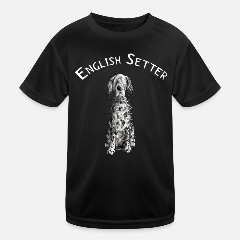Drolliger Englischer Setter I Hunde Comic Geschenk - Kinder Funktions-T-Shirt - Schwarz