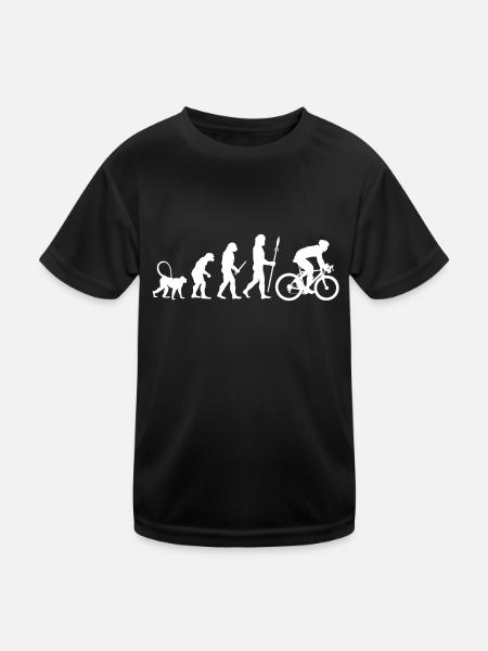 Evolution Radfahrer - Kinder Funktions-T-Shirt - Schwarz