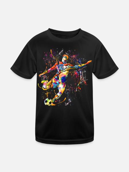 Fussball / Fussballspieler / Fußball spielen - Kinder Funktions-T-Shirt - Schwarz