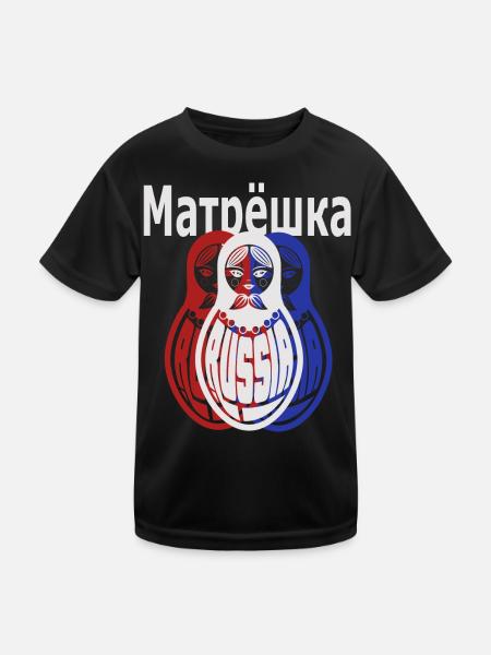 Matroschka, Russisch - Kinder Funktions-T-Shirt - Schwarz - Vorne