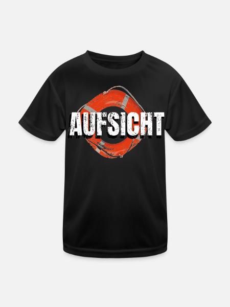 Aufsicht! Rettungsring Wasseraufsicht - Kinder Funktions-T-Shirt - Schwarz - Vorne