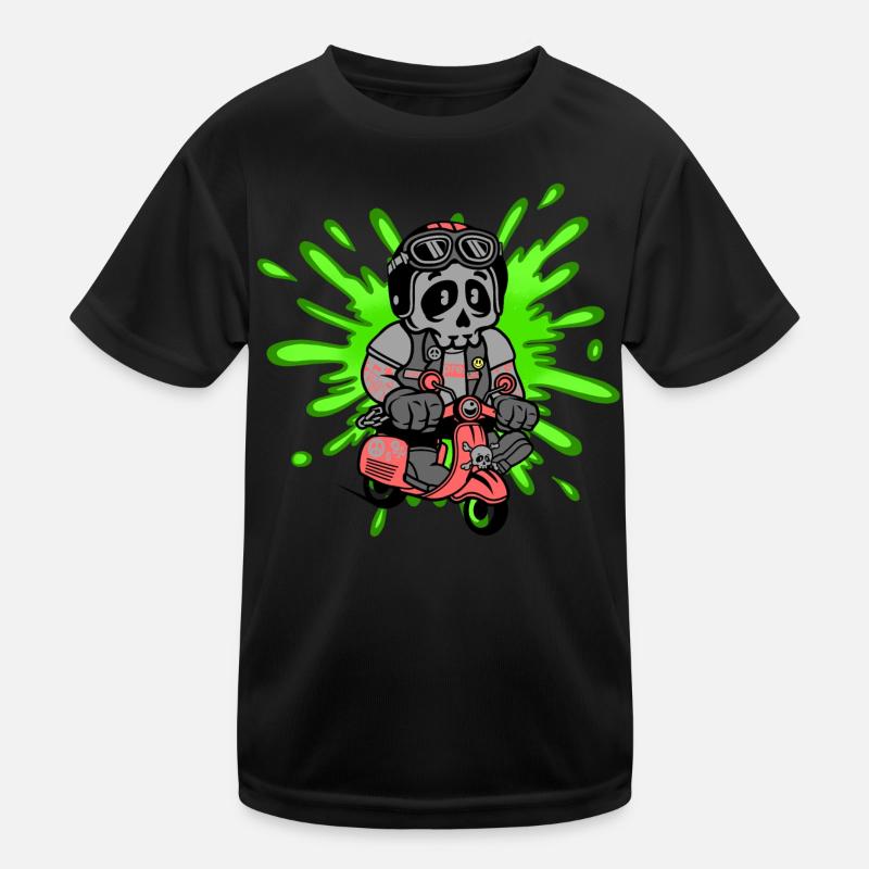 Skull Mofa Moped Kinder Funktions-T-Shirt
