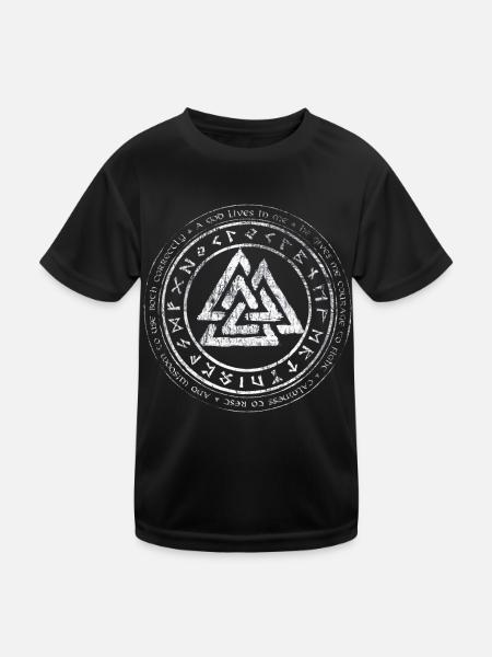 Valknut Viking Celts Teutons Knot Runes - Kids Functional T-Shirt - black - Front