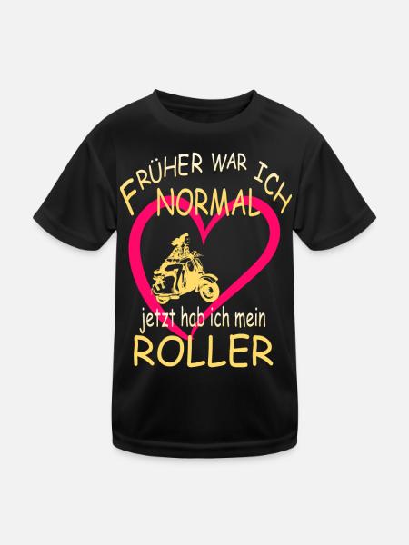 I Love Retro Roller - Kinder Funktions-T-Shirt - Schwarz - Vorne