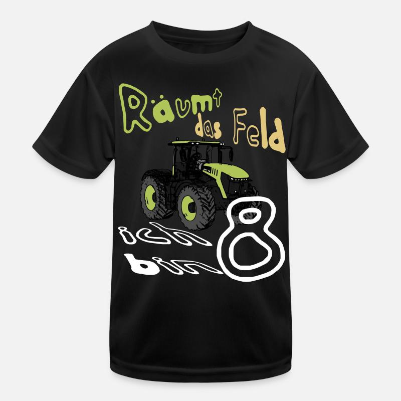Kinder Traktor 8 Geburtstag 8 Jahre Geschenk - Kinder Funktions-T-Shirt - Schwarz
