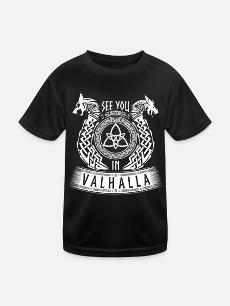 See You In Valhalla Viking Germanic Dragon Wolf - Kids Functional T-Shirt - black