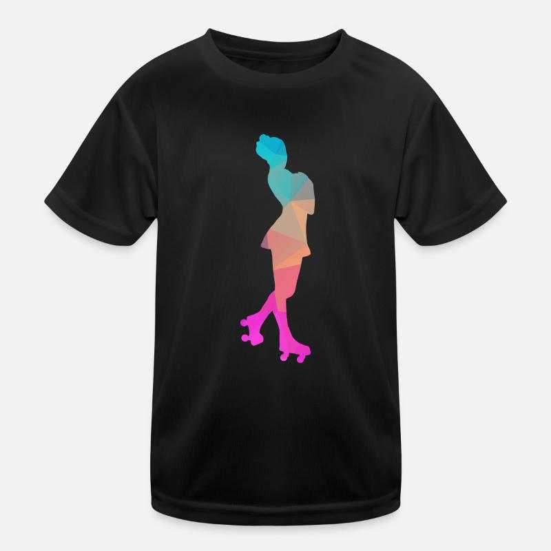 Abstrakter Eis- und Rollschuh-Design - Kinder Funktions-T-Shirt - Schwarz