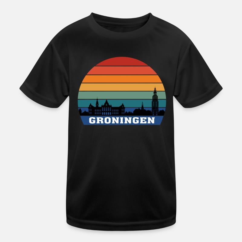 Souvenir de Silhouette Skyline Groningen Pays-Bas T-shirt sport Enfant