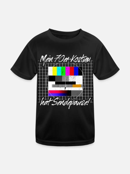 70s Costume Broadcast Break Test Picture 70s Party - Kids Functional T-Shirt - black - Front