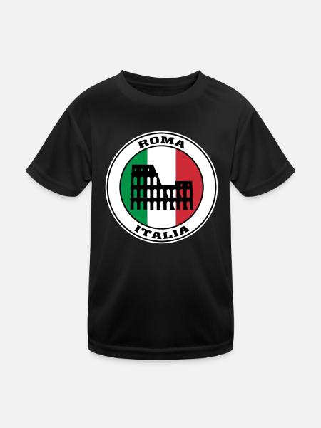 Roma Italien Reisen Souvenir Italienische Flagge Abzeichen Rom - Kinder Funktions-T-Shirt - Schwarz