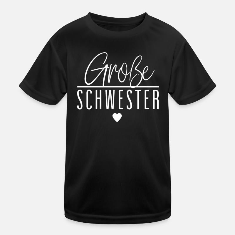 Große Schwester - Kinder Funktions-T-Shirt - Schwarz
