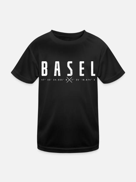 Basel, Switzerland - Kids Functional T-Shirt - black - Front