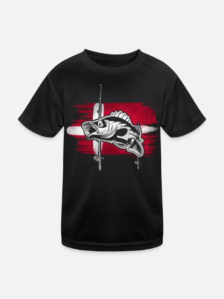 Dänemark Angeln - Kinder Funktions-T-Shirt - Schwarz - Vorne