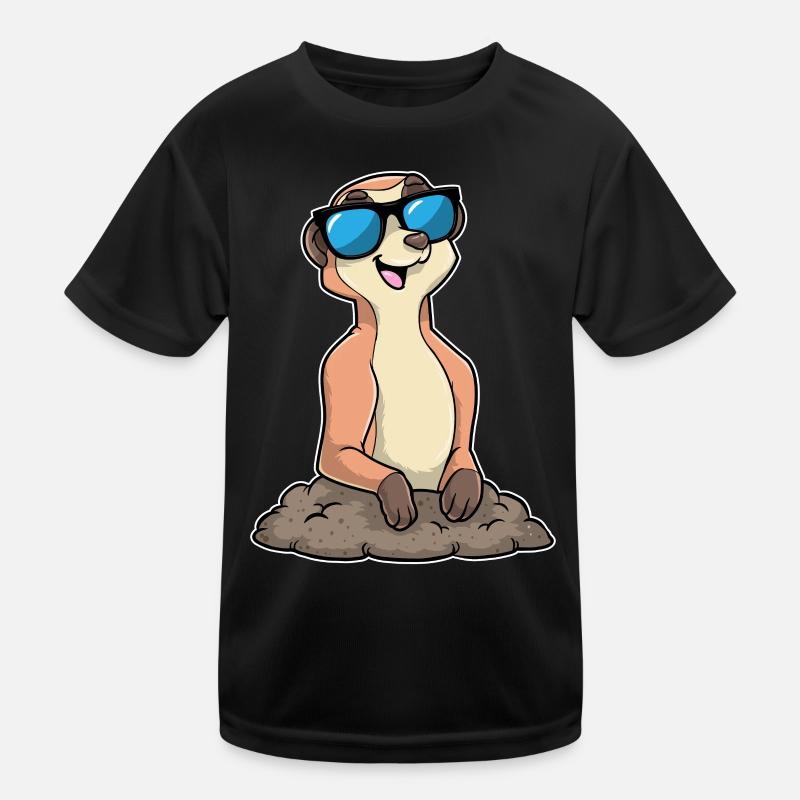 Erdmännchen Brille Kinder Funktions-T-Shirt