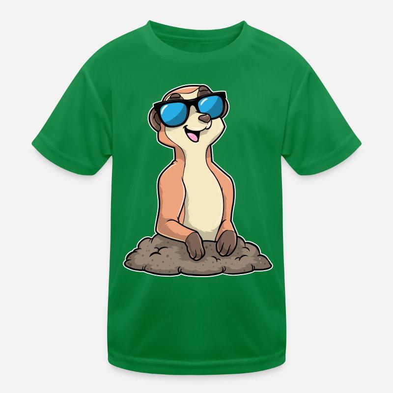 Erdmännchen Sonnenbrille Kinder Funktions-T-Shirt