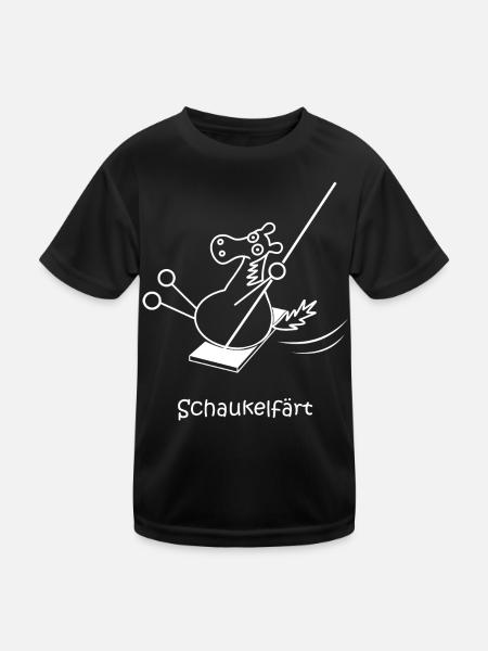 Schaukelfärt, färt, Schaukel, schaukeln, Pferd - Kinder Funktions-T-Shirt - Schwarz - Vorne