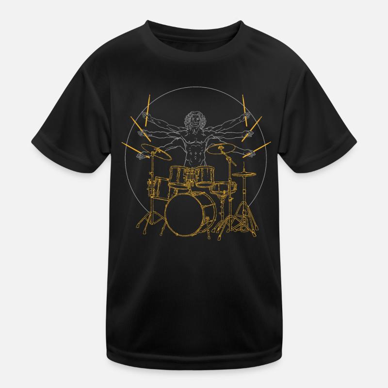 Drums Da Vinci - Drummer Rock Gift Kids Functional T-Shirt
