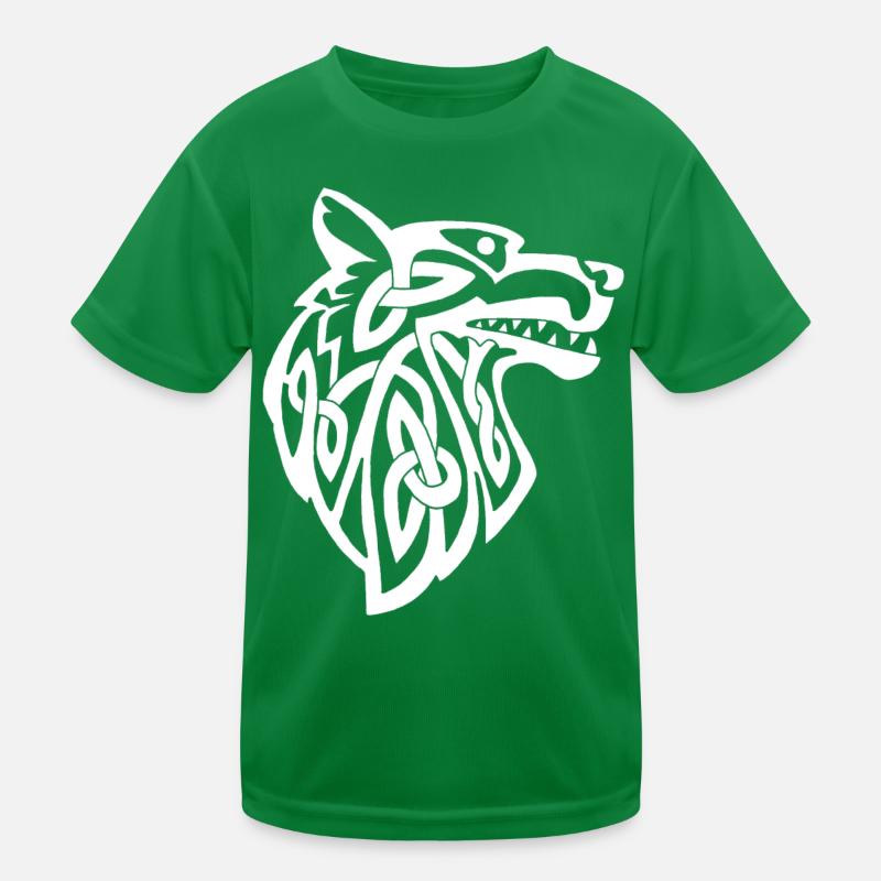 Wolf weiß Wikinger Kinder Funktions-T-Shirt