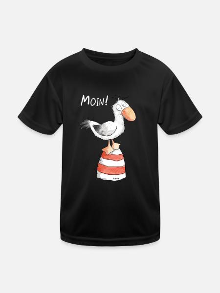 Moin Möwe I Nordsee Urlaub Geschenk - Kinder Funktions-T-Shirt - Schwarz