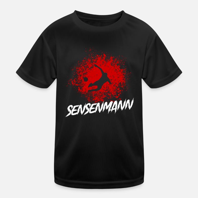 Verteidiger Grätsche Sensenmann Abwehrspieler - Kinder Funktions-T-Shirt - Schwarz