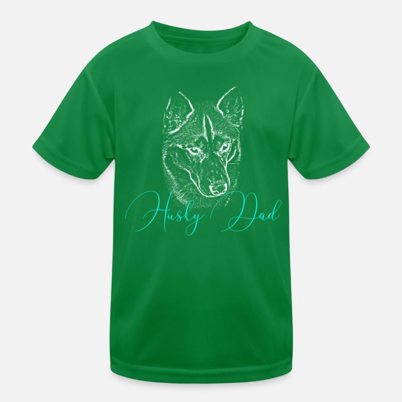 Husky Dad Silhouette Neon Script Kinder Funktions-T-Shirt